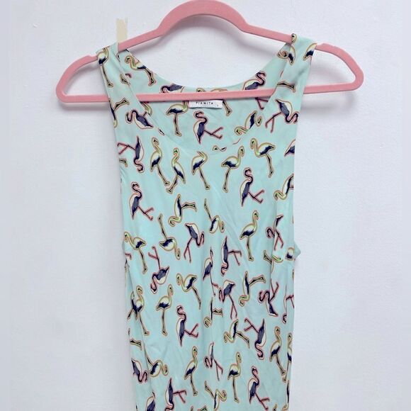 PIAMITA FLAMINGO PRINT MIFI DRESS SZ L - Picture 3 of 7